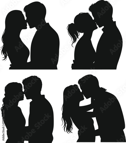 Couple kissing silhouette Bundle love romance