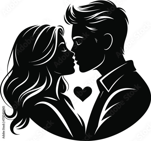 Couple Kissing Silhouette Heart love