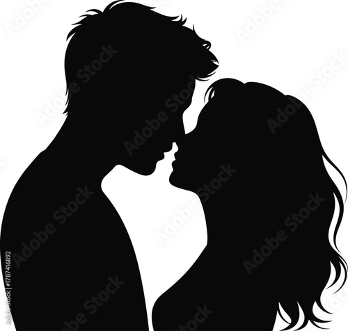 Couple silhouette embracing closely embrace kiss