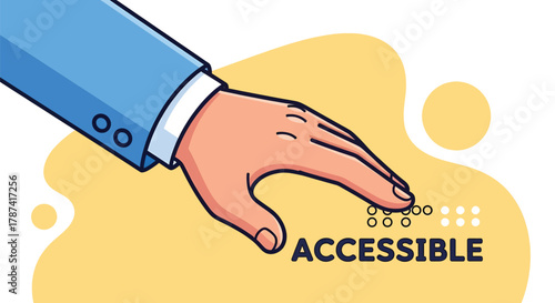 Hand pressing button with word Accessible, concept of digital accessibility.