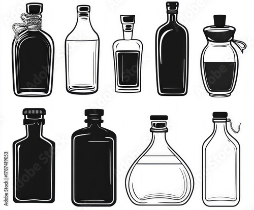 bottle silhouette , black a...