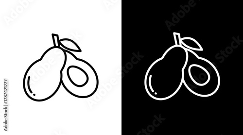 Avocado  White Icon Set Design