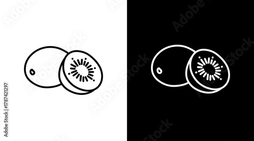 Kiwifruit  White Icon Set Design