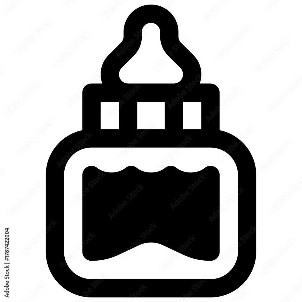 Fototapeta premium Feeding bottle. Outlined stroke vector icon with black-filled details.
