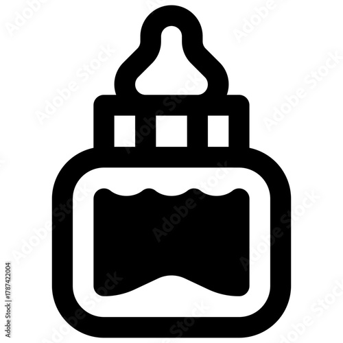 Feeding bottle. Outlined stroke vector icon with black-filled details.