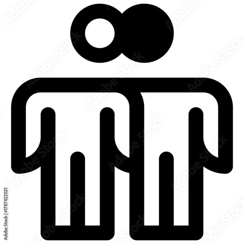 Gay couple. Outlined stroke vector icon with black-filled details.