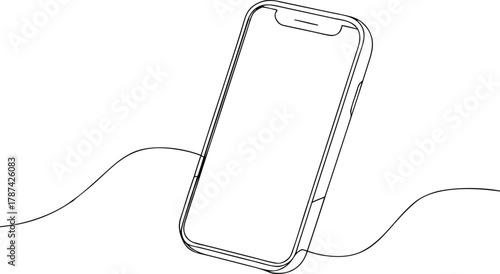 Black line drawing of a smartphone on a white background