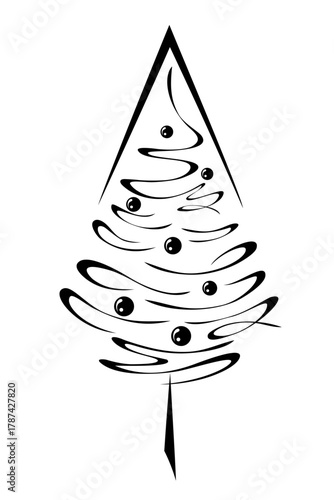 stylized Christmas tree with Christmas balls