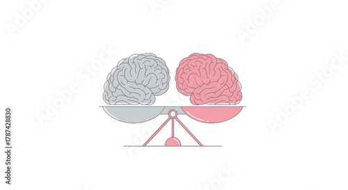 Balance your brain power with creative thinking and logical analysis, a perfect visual for cognitive balance and mental health awareness