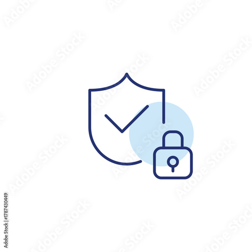 Security shield, checkmark and lock. Safety and maximum protection. Pixel perfect, editable stroke vector icon