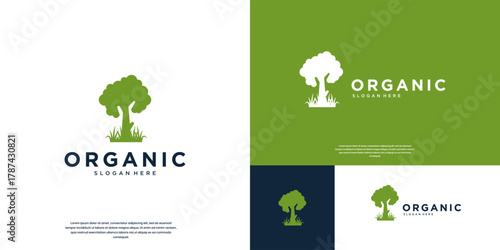 A tree logo with a friendly style, for nature conservation, education, tourist parks, vector graphic template.