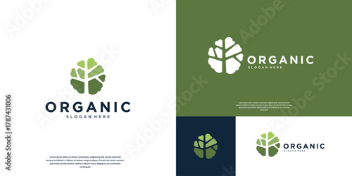 botanical logo with a tree concept in negative space style, nature conservation, symbol of freshness and relaxation, graphic design template.