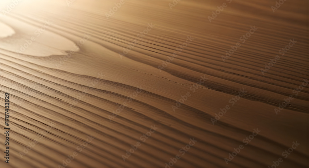 Naklejka premium Close-up of natural wood grain surface with soft side light