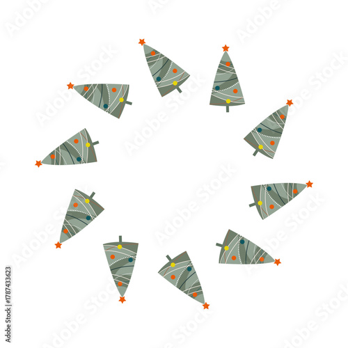 Pine tree with star wreath on the Theme of Christmas and New Year