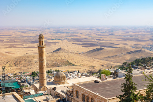 Great Mosque of Mardin and mesopotamia view at daytime.