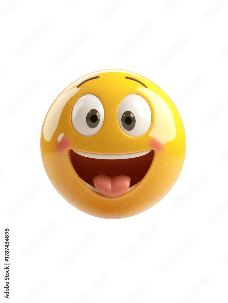 Fototapeta premium Happy yellow emoji with tongue out icon for messaging