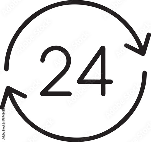 Circular arrow icon indicating twenty four hour service availability
