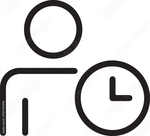 Person icon with clock symbol representing time management concept