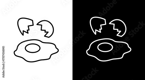 Fried Egg  White Icon Set Design