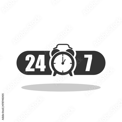 24 7 open service concept icon with shadow