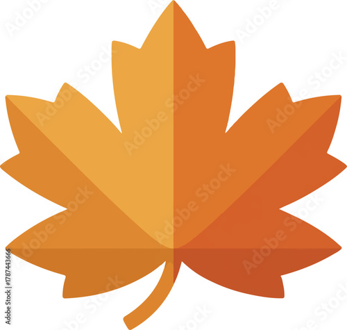 Vector orange maple leaf symbol with warm gradient colors for fall season and nature concepts