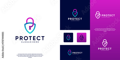 digital connection network security logo, smart technology, protection services, database, graphic design illustration.