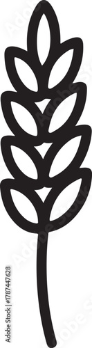 Simple line drawing of a wheat stalk on a white background