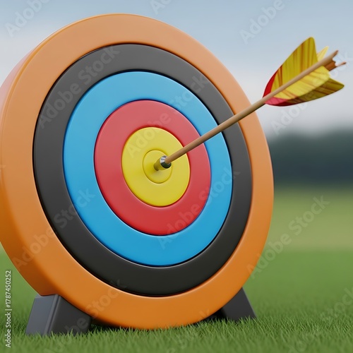 Arrow Hitting Bullseye - Precision and Accuracy in Archery Target.