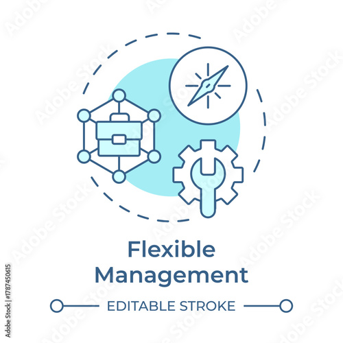 Flexible management soft blue concept icon. Owners participation. Benefit of LLC. Business development. Round shape line illustration. Abstract idea. Graphic design. Easy to use in infographic