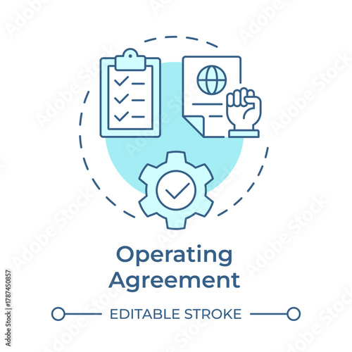 Operating agreement soft blue concept icon. Management roles. Create LLC. Limited liability company. Round shape line illustration. Abstract idea. Graphic design. Easy to use in infographic
