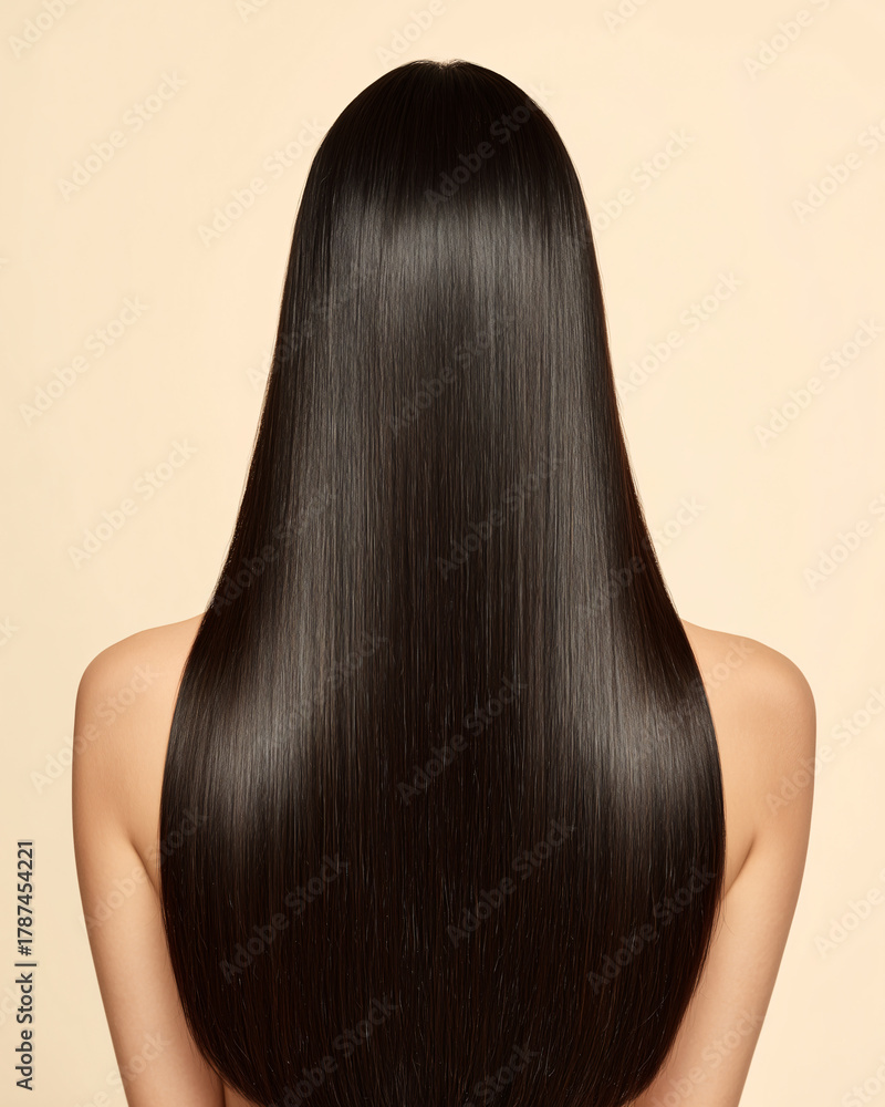Naklejka premium The straight hair effect after using flat hair clips for shaping