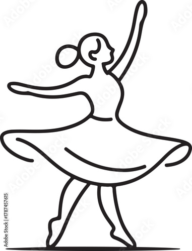 Elegant line art of a woman in a dancing pose