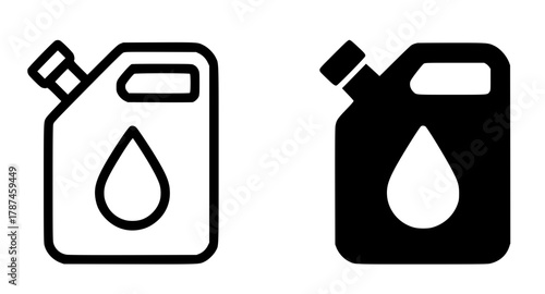 Minimalist icon, oil container vector, black and white, outline and silhouette