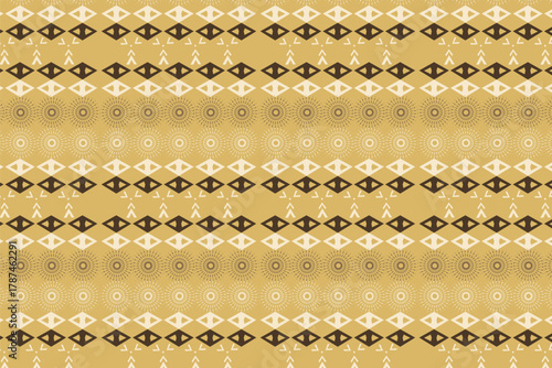 A refined fusion of West African heritage textiles and symbolic geometry reimagined in soft earthy, perfect for seamless patterns with luxury craft appeal