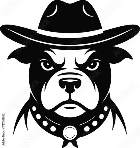 Western cowboy bull dog face silhouette vector on a clean background 