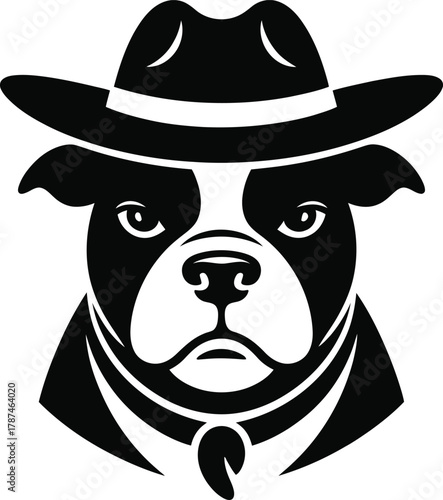Western cowboy bull dog face silhouette vector on a clean background 