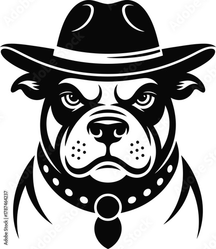 Western cowboy bull dog face silhouette vector on a clean background 