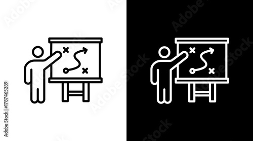 Coach Strategy White Icon Set Design