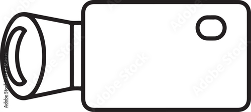 Simple line art icon of a vintage video camera