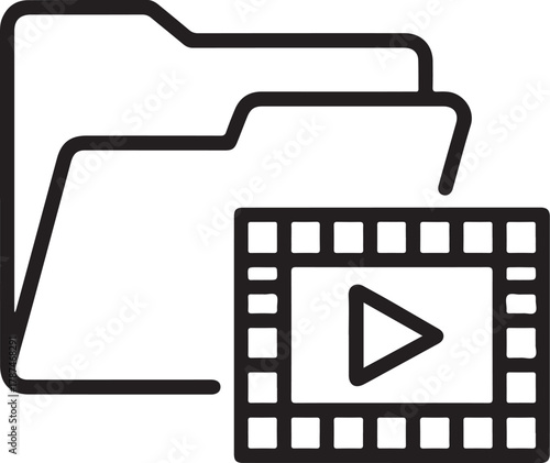 Digital video folder icon representing media storage and playback