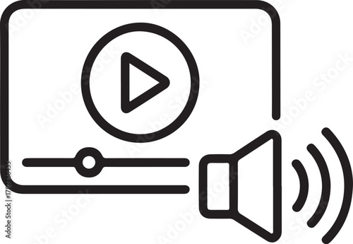 Video player interface with sound icon and play button