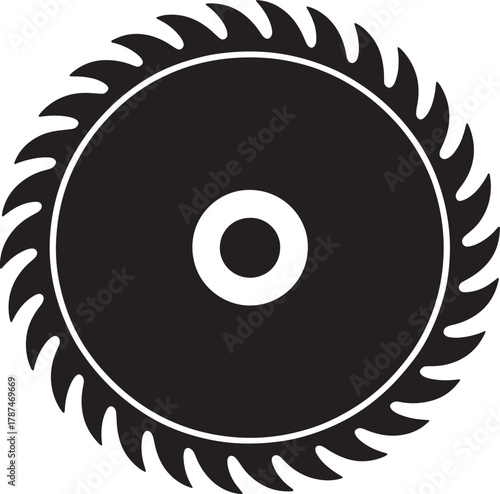 Circular saw blade cutting tool for wood work and circular saw icon design symbol