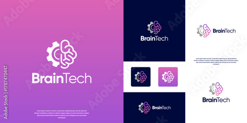 Human anatomy logo with smart technology concept, neural system, digital services, vector graphic template.