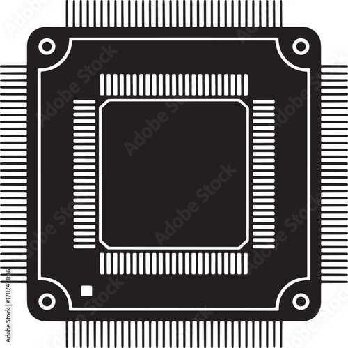 Microchip cpu as vector icon illustration for computer processor design