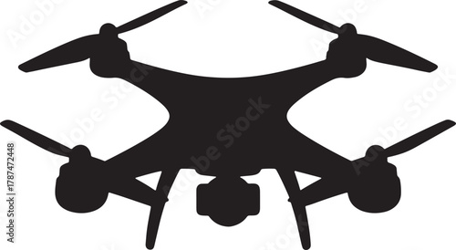 Silhouette drone flying in sky with propellers technology and unmanned aerial vehicle