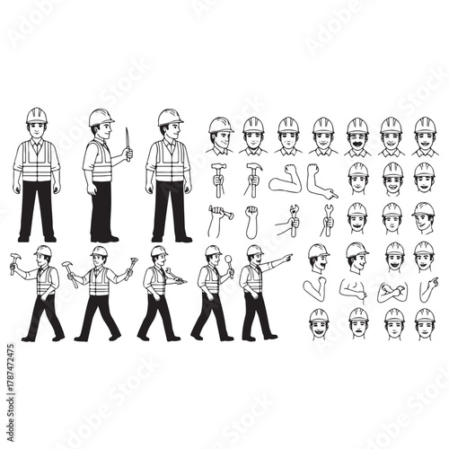 Handyman, repair worker, and plumber in uniform vector illustration