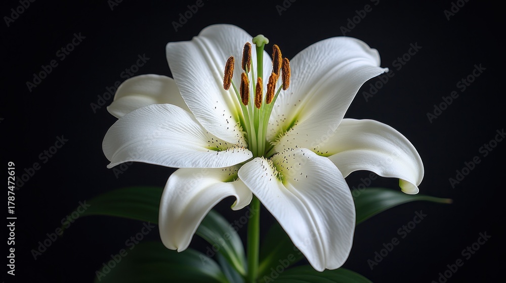 Fototapeta premium White lily, close-up, dark background