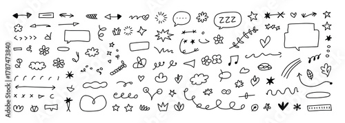 Collection of Hand Drawn Doodle Elements and Symbols