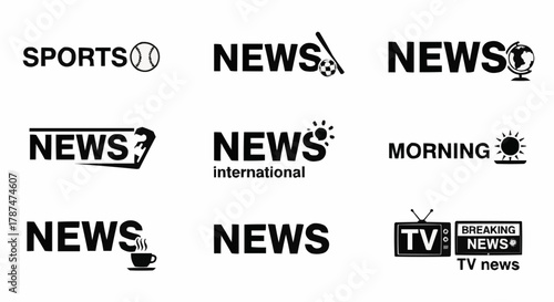 Collection of News, Media, and Broadcasting Vector Logo Icons Set