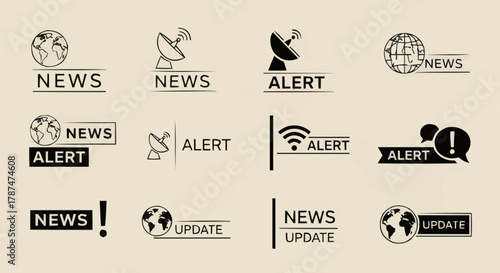 Collection of News, Media, and Broadcasting Vector Logo Icons Set
